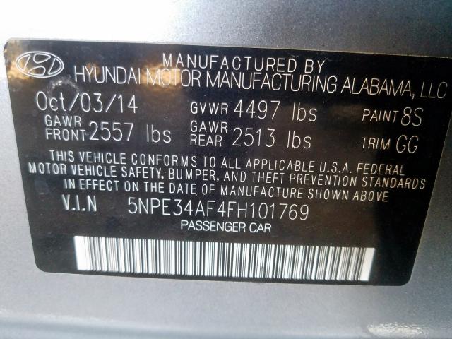 Photo 10 from auction – 2015 HYUNDAI SONATA SPO with VIN 5NPE34AF4FH101769