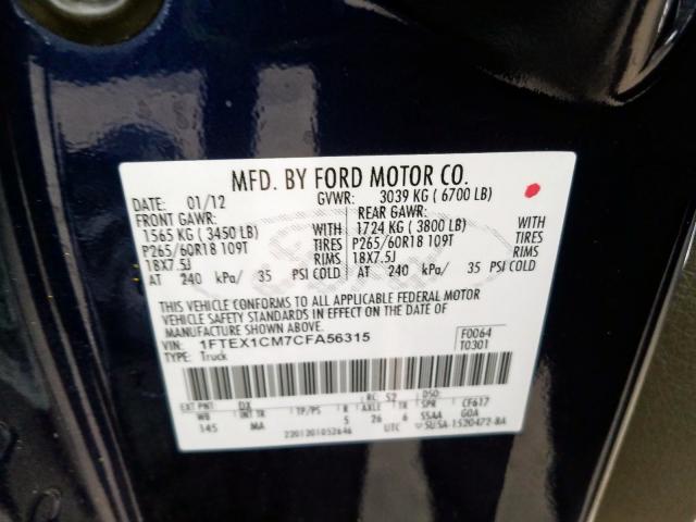 Photo 10 from auction – 2012 FORD F150 SUPER with VIN 1FTEX1CM7CFA56315