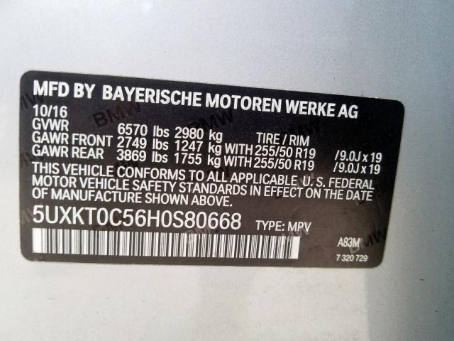 Photo 10 from auction – 2017 BMW X5 XDR40E with VIN 5UXKT0C56H0S80668
