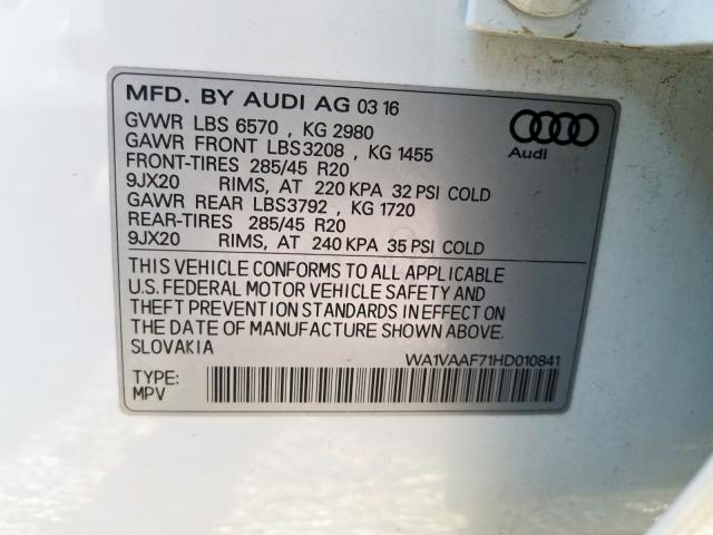 Photo 10 from auction – 2017 AUDI Q7 PRESTIG with VIN WA1VAAF71HD010841