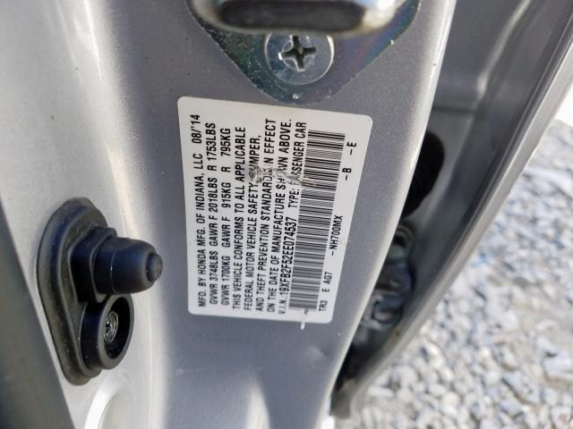 Photo 10 from auction – 2014 HONDA CIVIC LX with VIN 19XFB2F52EE074537