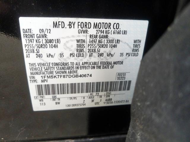 Photo 10 from auction – 2013 FORD EXPLORER L with VIN 1FM5K7F87DGB40674