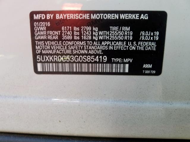 Photo 10 from auction – 2016 BMW X5 XDRIVE3 with VIN 5UXKR0C53G0S85419