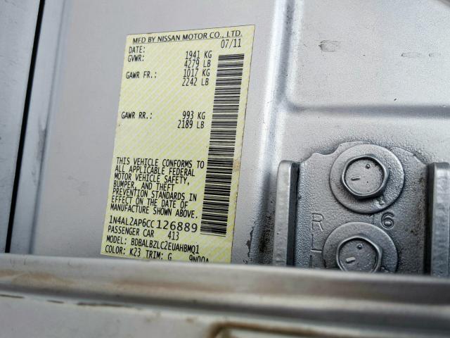 Photo 10 from auction – 2012 NISSAN ALTIMA BAS with VIN 1N4AL2AP6CC126889