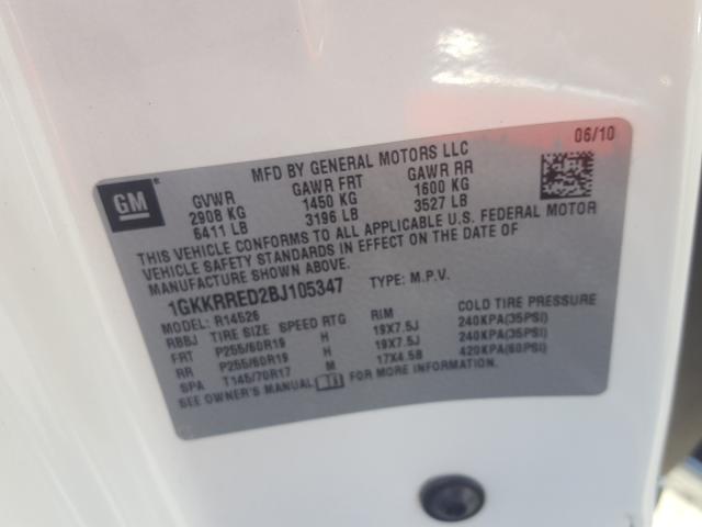 Photo 10 from auction – 2011 GMC ACADIA SLT with VIN 1GKKRRED2BJ105347