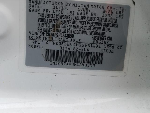 Photo 10 from auction – 2017 NISSAN VERSA S with VIN 3N1CN7AP9HL843599