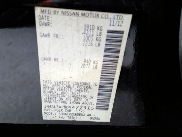 Photo 10 from auction – 2013 NISSAN ALTIMA 2.5 with VIN 1N4AL3AP8DN477315