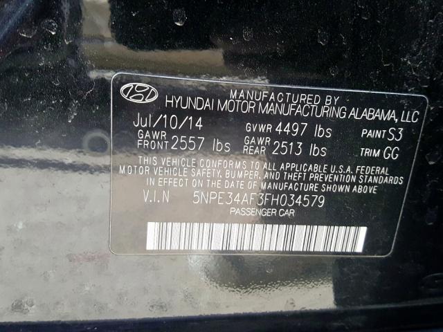 Photo 10 from auction – 2015 HYUNDAI SONATA SPO with VIN 5NPE34AF3FH034579