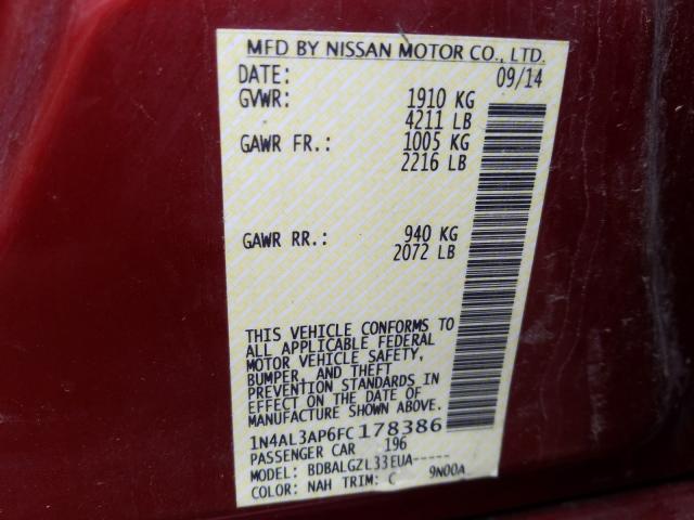 Photo 10 from auction – 2015 NISSAN ALTIMA 2.5 with VIN 1N4AL3AP6FC178386