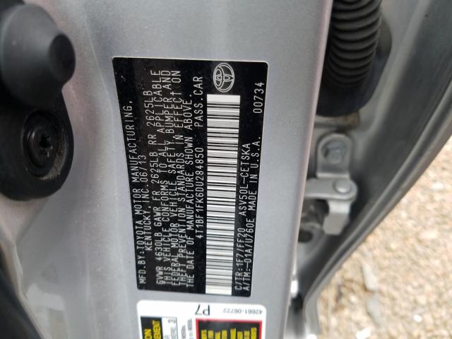 Photo 10 from auction – 2013 TOYOTA CAMRY L with VIN 4T1BF1FK6DU284850