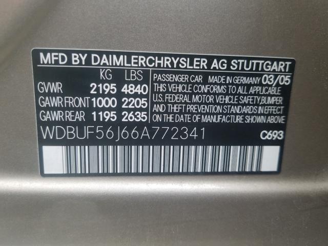Photo 10 from auction – 2006 MERCEDES-BENZ E 350 with VIN WDBUF56J66A772341