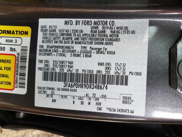 Photo 10 from auction – 2013 FORD FUSION SE with VIN 3FA6P0HR9DR348674