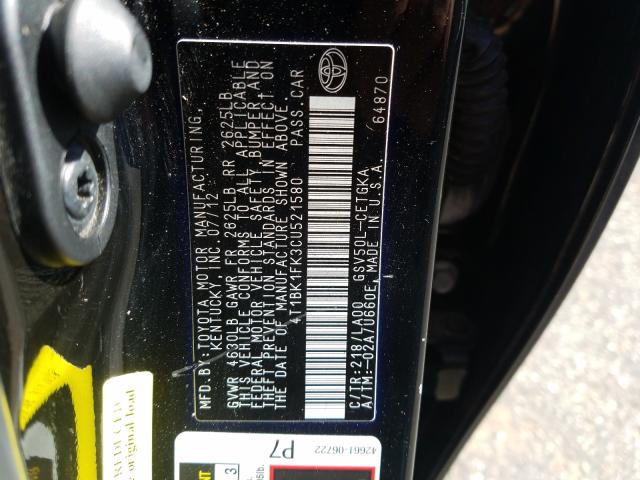 Photo 10 from auction – 2012 TOYOTA CAMRY with VIN 4T1BK1FK3CU521580