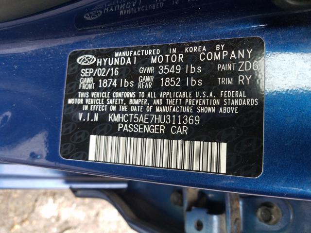 Photo 10 from auction – 2017 HYUNDAI ACCENT SE with VIN KMHCT5AE7HU311369