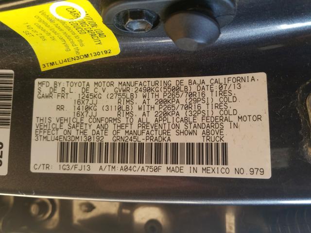 Photo 10 from auction – 2013 TOYOTA TACOMA DOU with VIN 3TMLU4EN3DM130192
