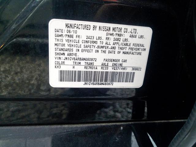 Photo 10 from auction – 2010 INFINITI G37 with VIN JN1CV6AR8AM460972