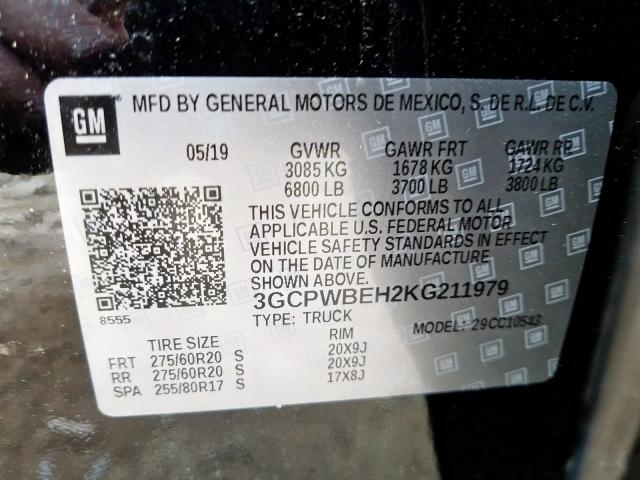 Photo 10 from auction – 2019 CHEVROLET SILVERADO with VIN 3GCPWBEH2KG211979