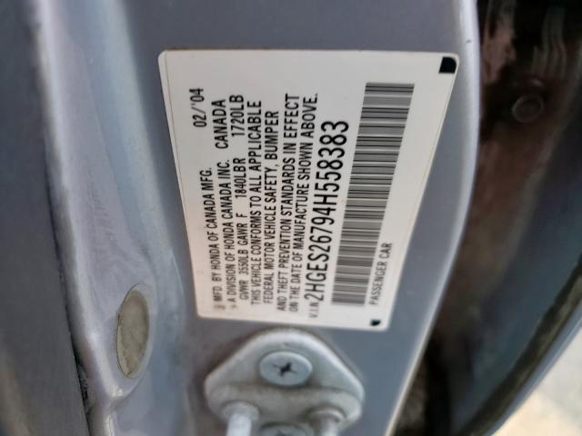 Photo 10 from auction – 2004 HONDA CIVIC EX with VIN 2HGES26794H558383