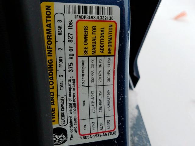 Photo 10 from auction – 2018 FORD FOCUS ST with VIN 1FADP3L98JL332136