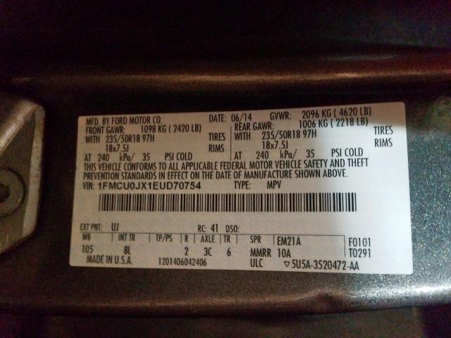Photo 10 from auction – 2014 FORD ESCAPE TIT with VIN 1FMCU0JX1EUD70754