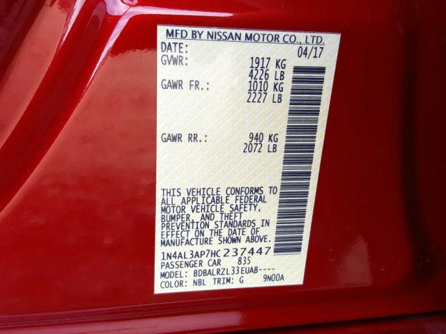 Photo 10 from auction – 2017 NISSAN ALTIMA 2.5 with VIN 1N4AL3AP7HC237447