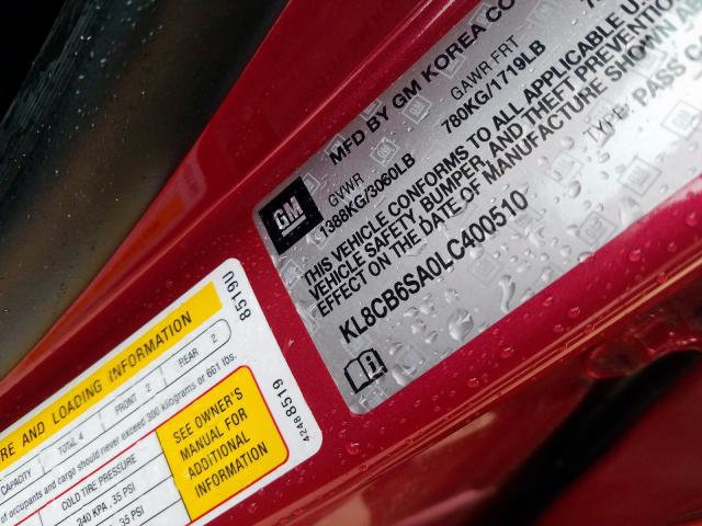 Photo 10 from auction – 2020 CHEVROLET SPARK LS with VIN KL8CB6SA0LC400510