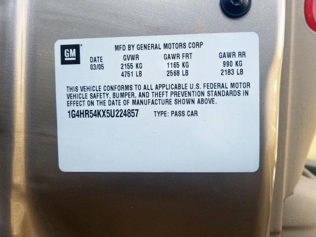 Photo 10 from auction – 2005 BUICK LESABRE LI with VIN 1G4HR54KX5U224857