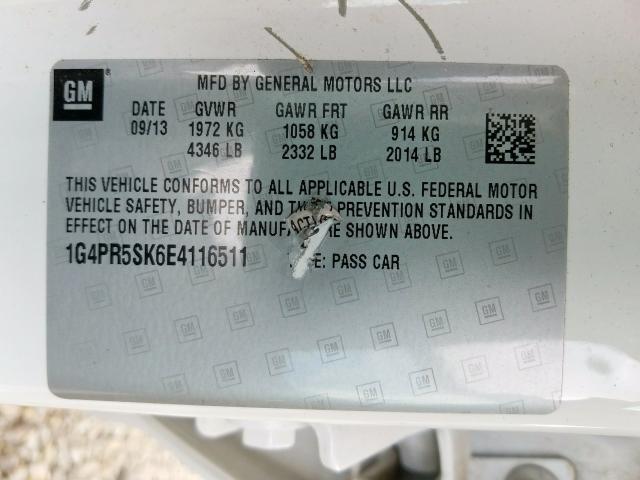 Photo 10 from auction – 2014 BUICK VERANO CON with VIN 1G4PR5SK6E4116511