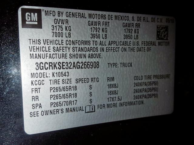 Photo 10 from auction – 2010 CHEVROLET SILVERADO with VIN 3GCRKSE32AG266908