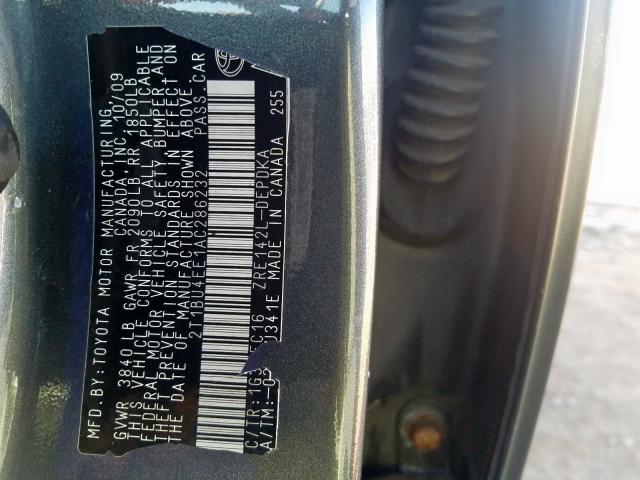 Photo 10 from auction – 2010 TOYOTA COROLLA BA with VIN 2T1BU4EE1AC286232