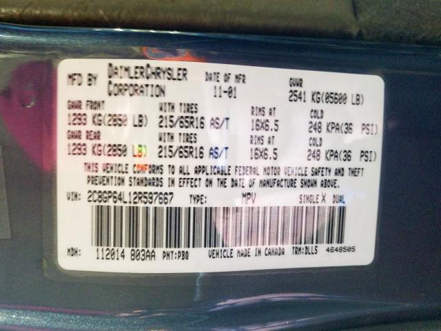 Photo 10 from auction – 2002 CHRYSLER TOWN & COU with VIN 2C8GP64L12R597667