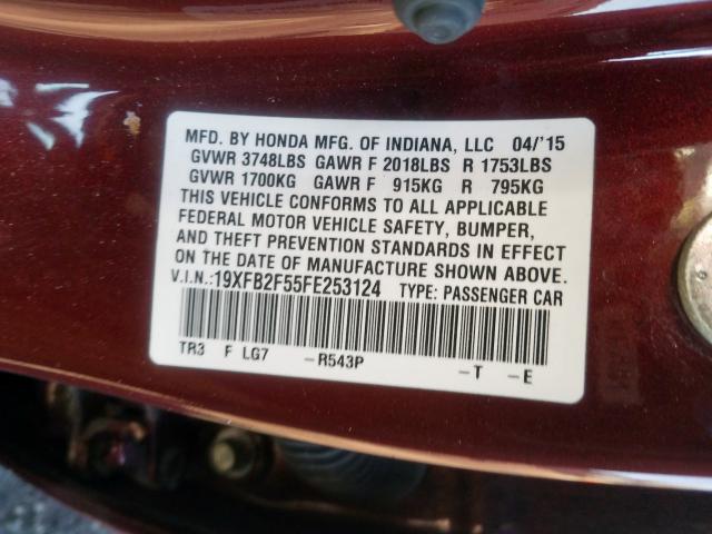 Photo 10 from auction – 2015 HONDA CIVIC LX with VIN 19XFB2F55FE253124