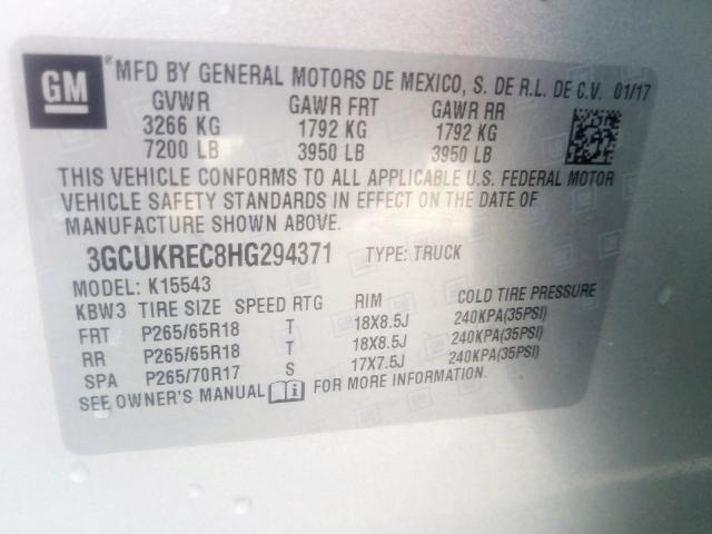 Photo 10 from auction – 2017 CHEVROLET SILVERADO with VIN 3GCUKREC8HG294371
