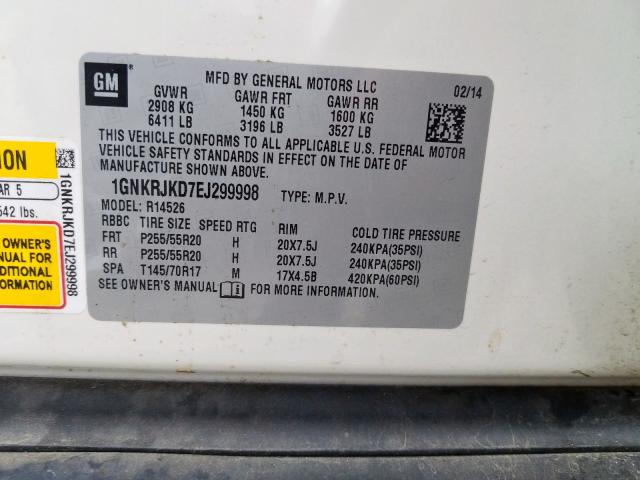 Photo 10 from auction – 2014 CHEVROLET TRAVERSE L with VIN 1GNKRJKD7EJ299998