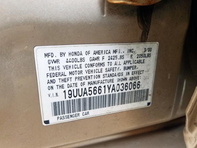 Photo 10 from auction – 2000 ACURA 3.2TL with VIN 19UUA5661YA036066