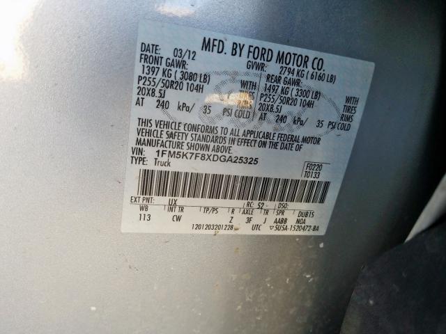Photo 10 from auction – 2013 FORD EXPLORER L with VIN 1FM5K7F8XDGA25325