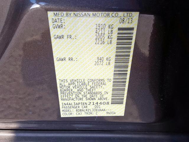 Photo 10 from auction – 2014 NISSAN ALTIMA 2.5 with VIN 1N4AL3AP3EN214408