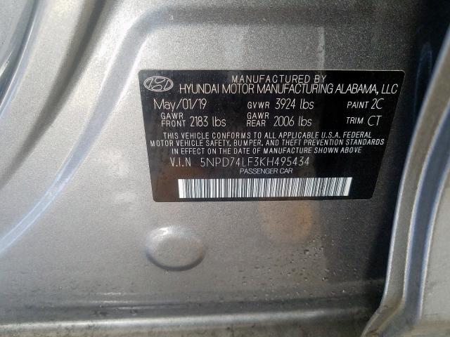 Photo 10 from auction – 2019 HYUNDAI ELANTRA SE with VIN 5NPD74LF3KH495434