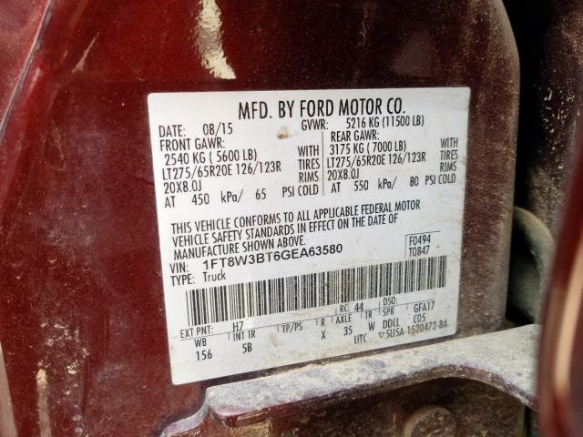 Photo 10 from auction – 2016 FORD F 350 with VIN 1FT8W3BT6GEA63580