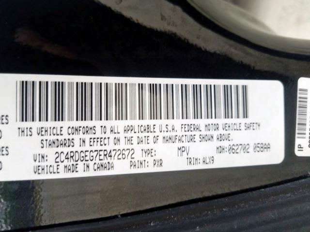 Photo 10 from auction – 2014 DODGE GRAND CARA with VIN 2C4RDGEG7ER472672