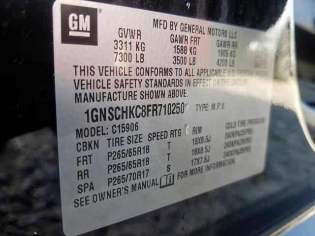 Photo 10 from auction – 2015 CHEVROLET SUBURBAN C with VIN 1GNSCHKC8FR710250