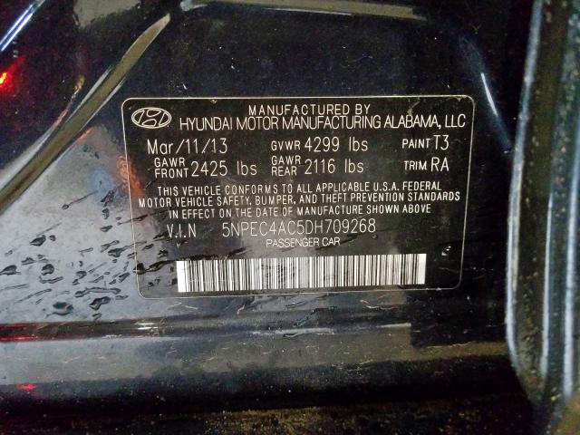 Photo 10 from auction – 2013 HYUNDAI SONATA SE with VIN 5NPEC4AC5DH709268