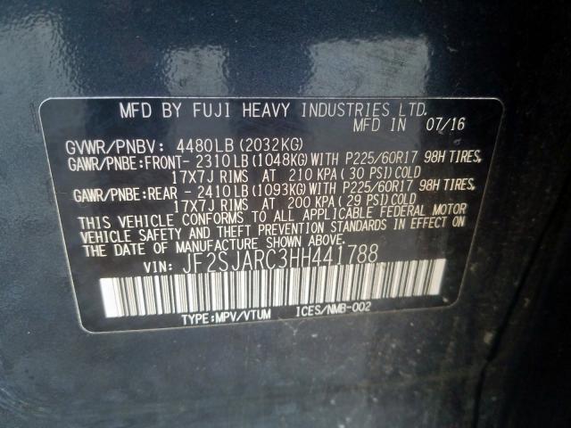 Photo 10 from auction – 2017 SUBARU FORESTER 2 with VIN JF2SJARC3HH441788