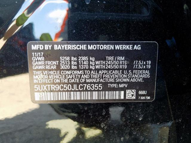Снимка 10 от търг – 2018 BMW X3 с VIN 5UXTR9C50JLC76355