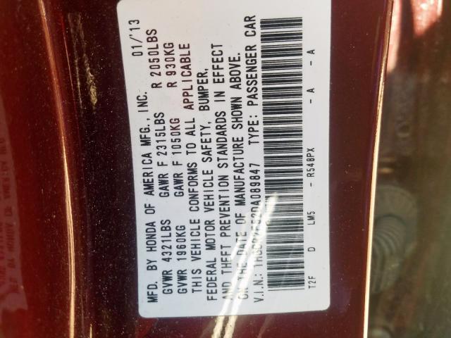 Photo 10 from auction – 2013 HONDA ACCORD SPO with VIN 1HGCR2F52DA089847