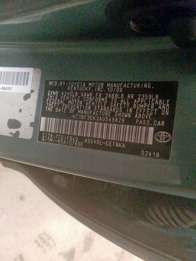 Photo 10 from auction – 2010 TOYOTA CAMRY with VIN 4T1BF3EK3AU549829