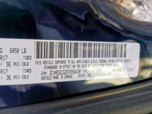 Photo 10 from auction – 2014 DODGE GRAND CARA with VIN 2C4RDGCG2ER356430