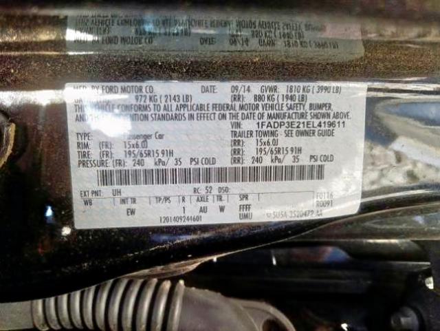 Photo 10 from auction – 2014 FORD FOCUS S with VIN 1FADP3E21EL419611