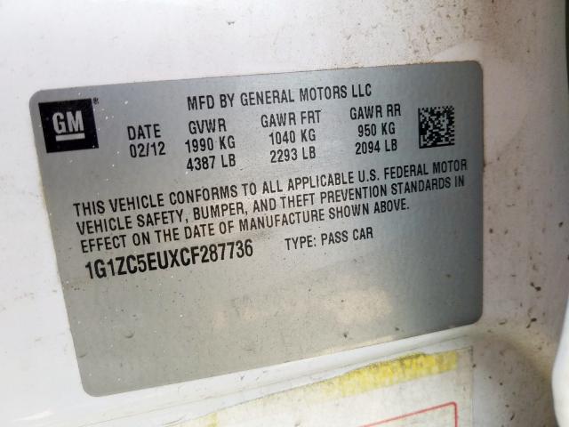 Photo 10 from auction – 2012 CHEVROLET MALIBU 1LT with VIN 1G1ZC5EUXCF287736