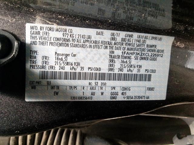 Photo 10 from auction – 2012 FORD FOCUS SE with VIN 1FAHP3K2XCL226912